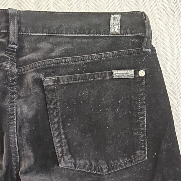 7 For All Mankind Jeans Women 32 (34x30) Black Velvet Straight Low Rise Velour - Picture 16 of 16